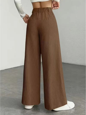 High Waist Loose Slimming Solid Color Wide Leg Pants