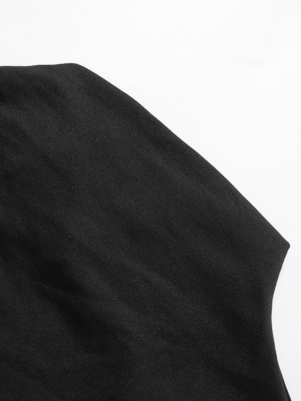 Backless Chain Long sleeve Black Maxi Dresses