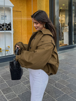 Liber Autumn Women's Buttons Solid Color Trench Coats