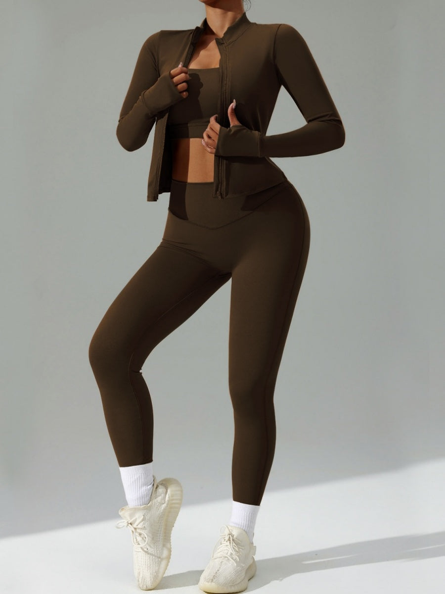 Tight Fit Yoga Sports Quick-drying Three-piece Gym Outfit