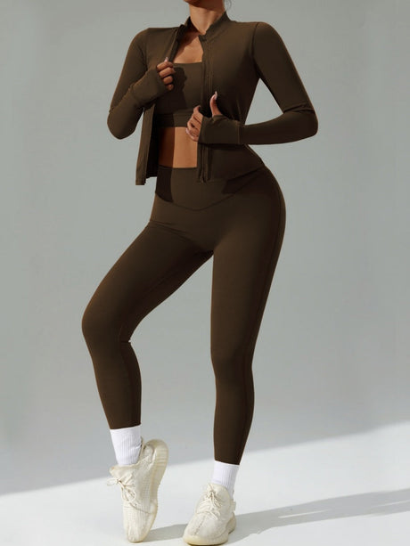 Tight Fit Yoga Sports Quick-drying Three-piece Gym Outfit