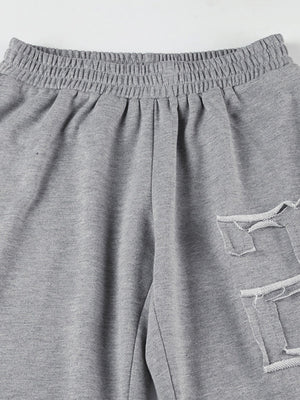 Leisure Long Sleeve Crew Neck Patchwork Fabric Letter Sports 2-piece Sets