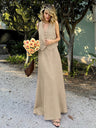 Cotton And Linen Loose Buttons Vests High-waisted Midi Skirt Set 2-piece Sets