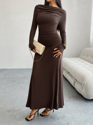 Liber Autumn Women's Solid Color Midi Dresses