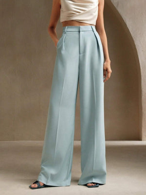 Slimming And Casual Drape Loose High Waist Straight Wide Leg Pants