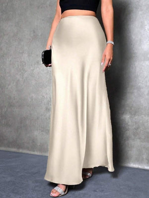 Simplicity Imitation Silk Solid Color Long Skirts