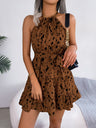 Halter Ruffle Leopard Print Mini&Short Dresses