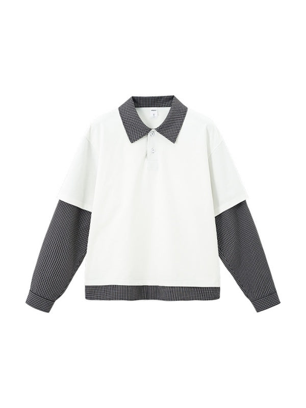 Liber Autumn Neutral wear Fake two pieces Letter Polo