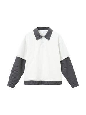 Liber Autumn Neutral wear Fake two pieces Letter Polo