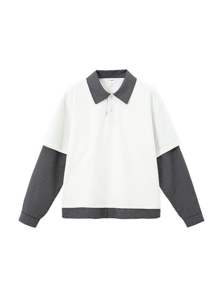Liber Autumn Neutral wear Fake two pieces Letter Polo