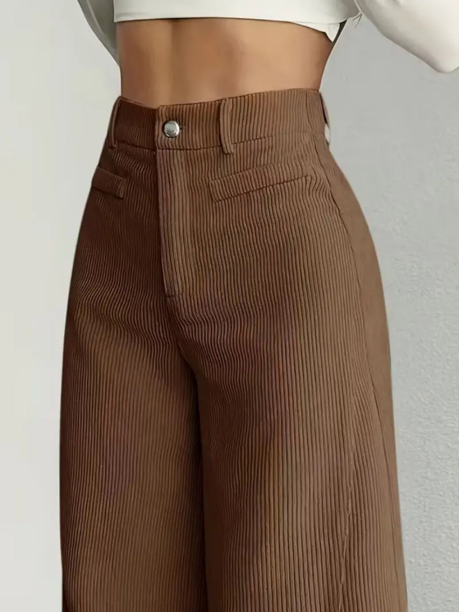 High Waist Loose Slimming Solid Color Wide Leg Pants