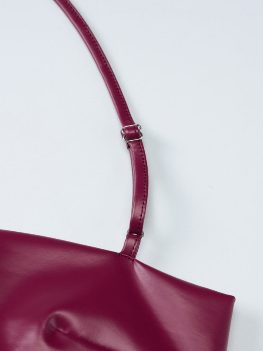 PU Leather Tube Top Halter Sexy Tight Bodycon Skirt