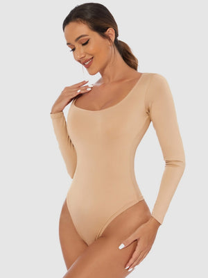 Slim Fit U-neck Long Sleeve Slimming Bodysuit