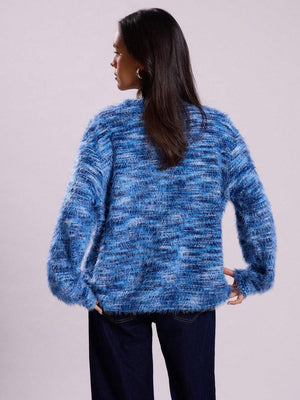 Fluffy Color matching Buttons Cardigans