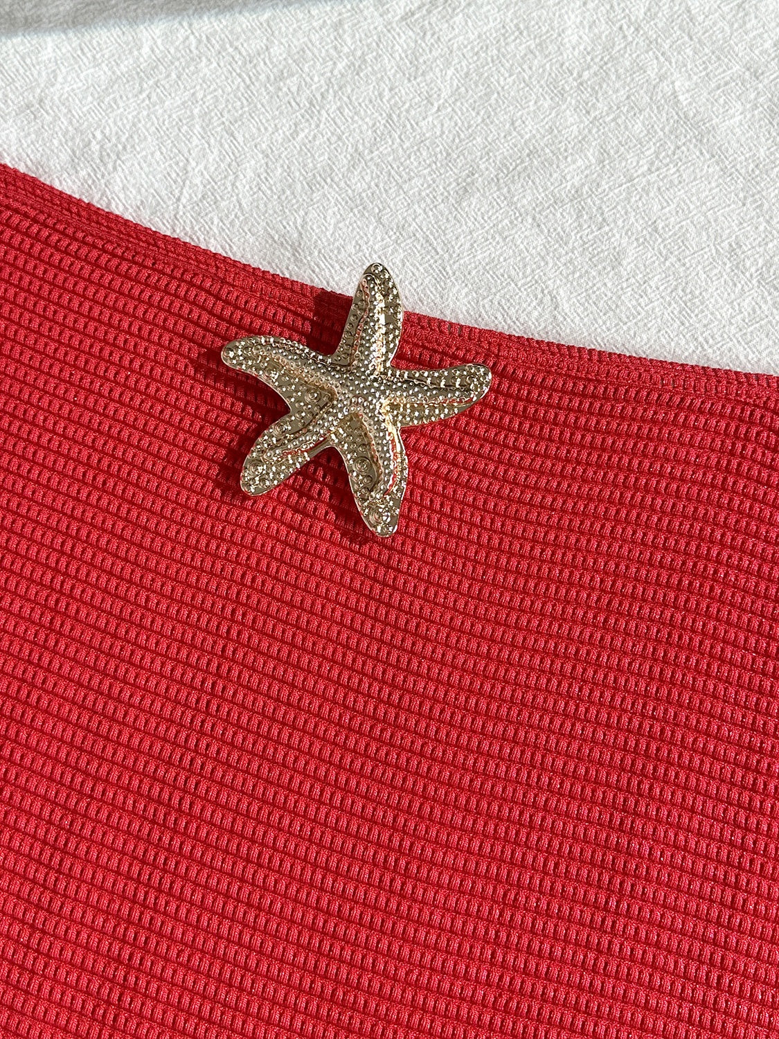 Solid Color Mesh Long Dress Starfish Swimsuit Bikini Three-piece Set