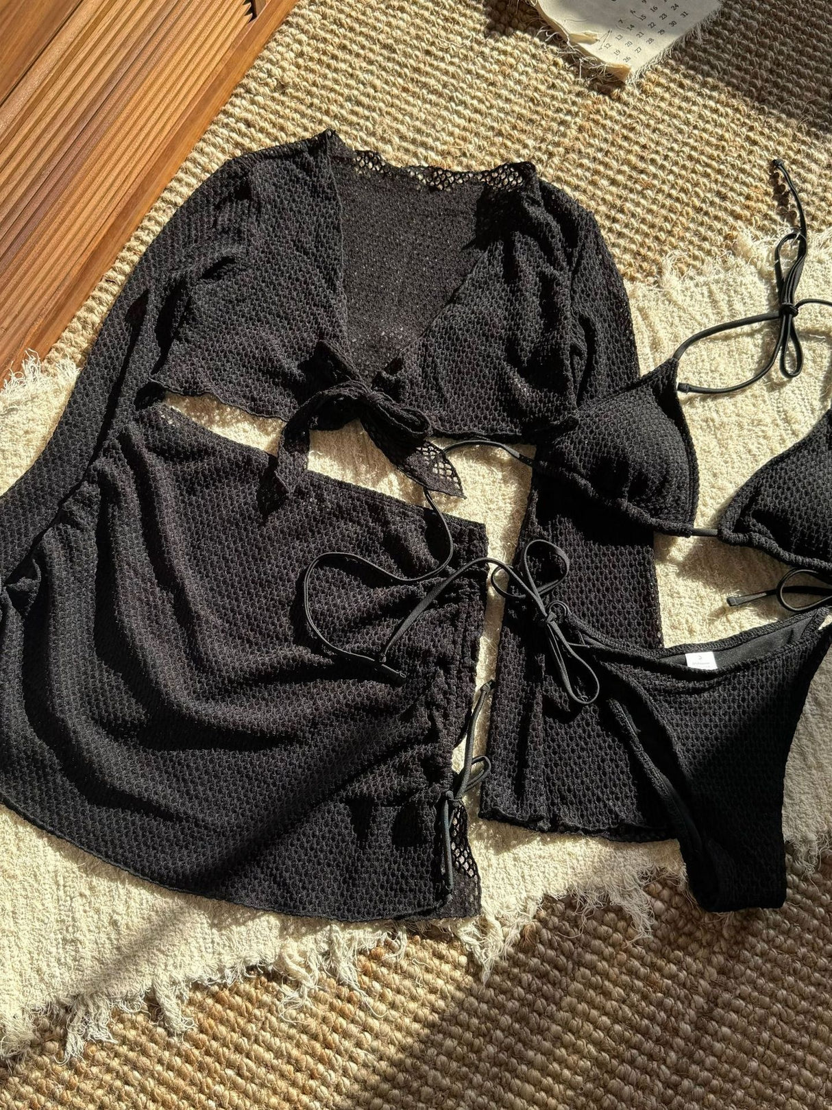 Beach Vacation Style Two-piece Swimsuit Four-piece Set