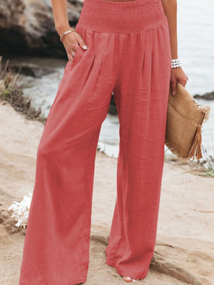 Cotton Blend Wide Leg Pocket Hit Pants