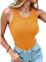 With Bra Crew Neck Solid Color Tank Tops