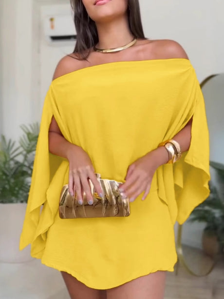 Off Shoulder Design With Forks Leisure Set Mini&Short Dresses