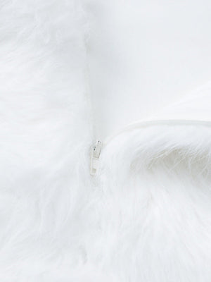 White Sexy Open Back Zipper Furry Halter Bodycon Dress