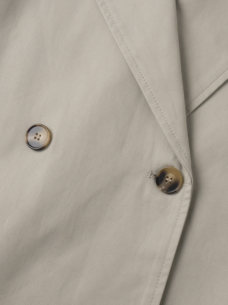 Khaki Long-sleeved Lapel Belted Trench Coat