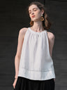 Textured Linen Off-shoulder Slim Fit Non-elastic Camisole