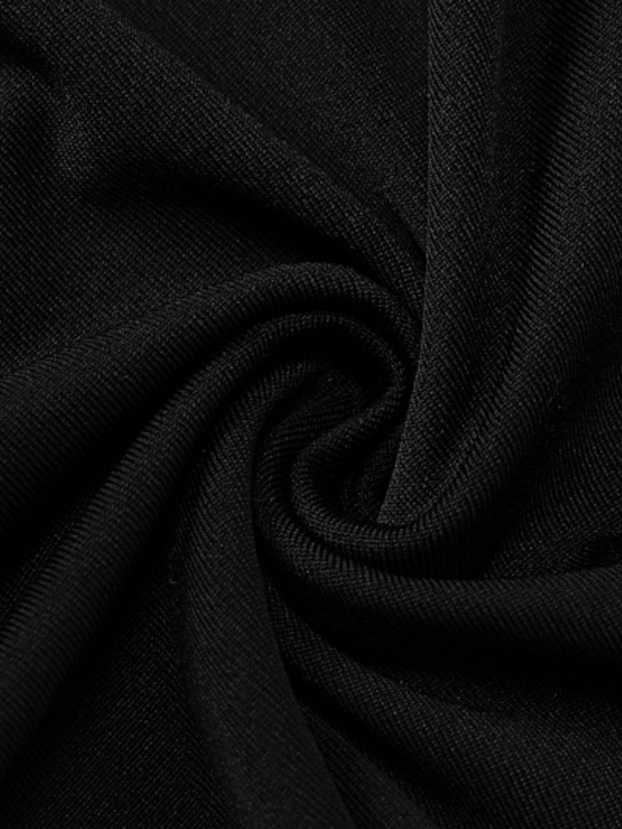 Black Sloping Shoulders Spliced Feathers Slim Fit Long Evening Dress