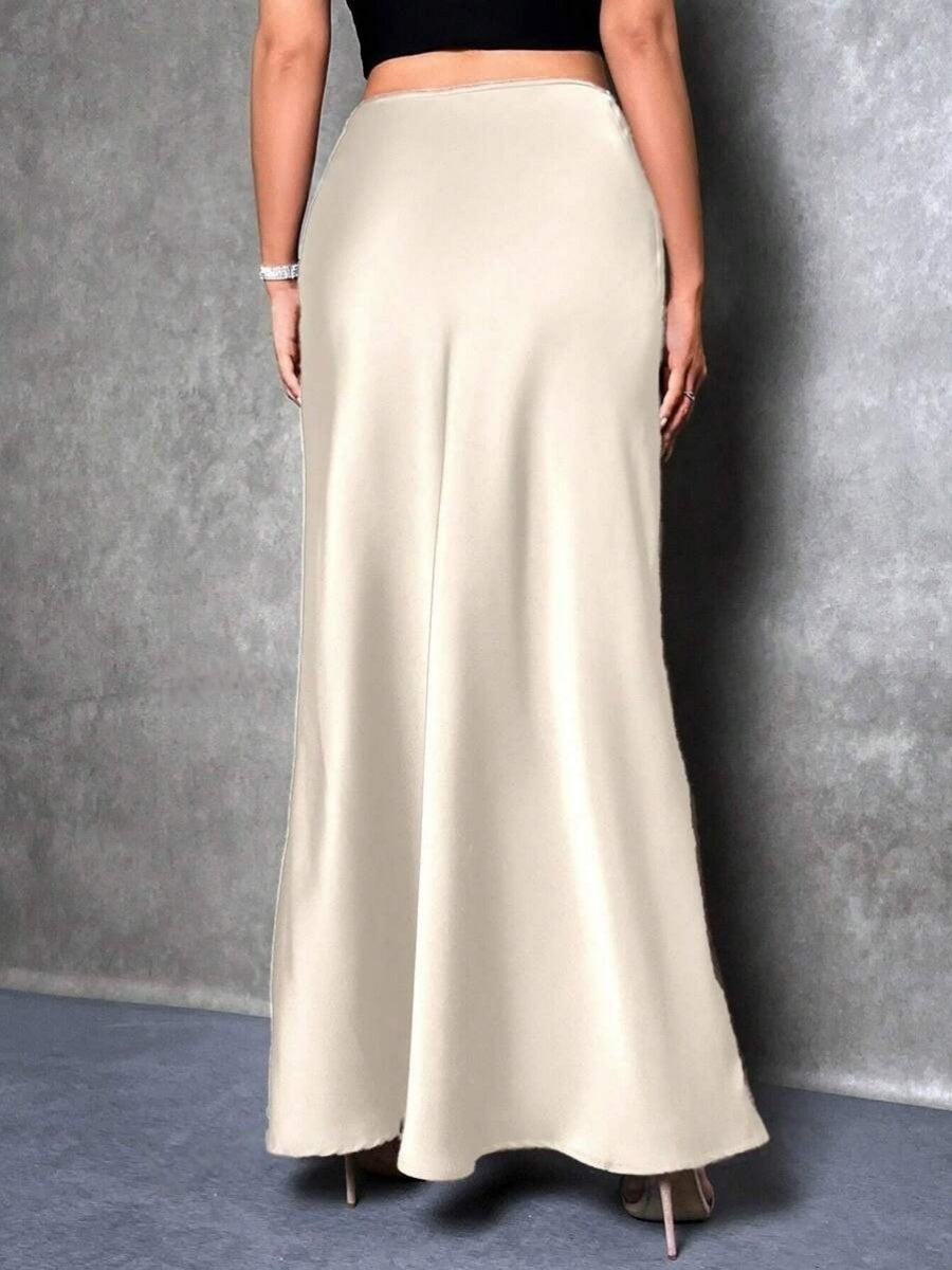 Simplicity Imitation Silk Solid Color Long Skirts