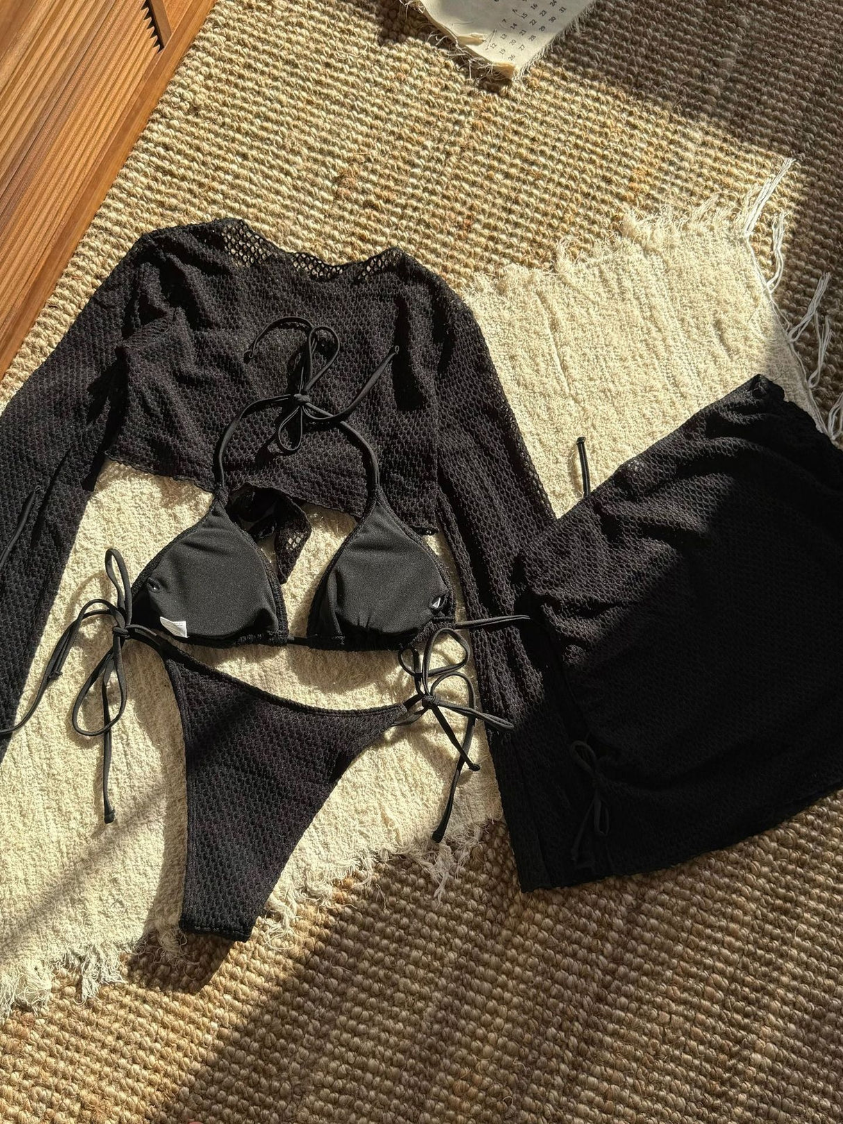 Beach Vacation Style Two-piece Swimsuit Four-piece Set