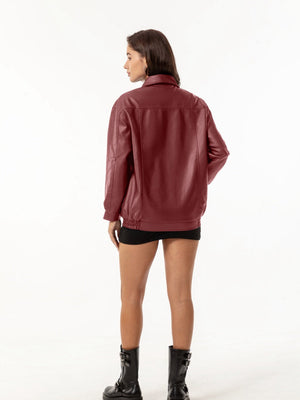 Street Cool Loose Pocket Leather Jacket