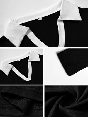 Simplicity Contrast Lapels Long Sleeve T-shirts