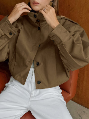 Liber Autumn Women's Buttons Solid Color Trench Coats