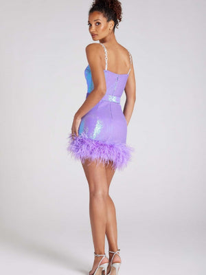Feather Sequins Belts&Chain Diamond Parties Mini&Short Dresses