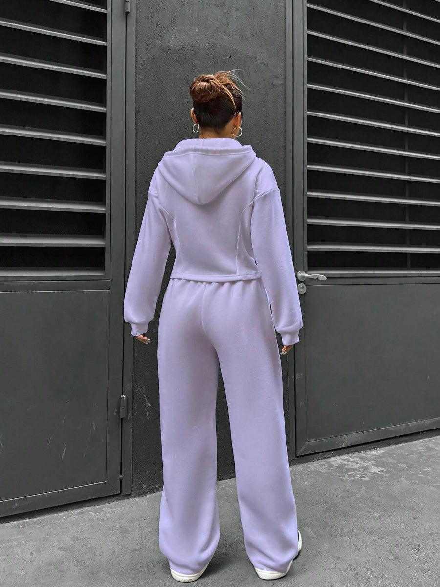 Sports And Leisure Zipper Hooded 2-piece Sets