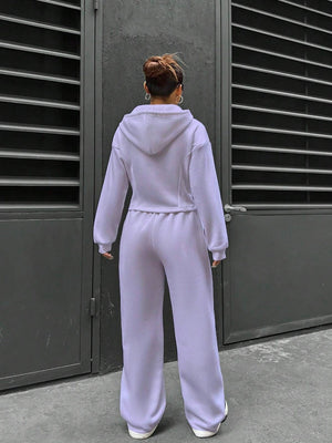 Sports And Leisure Zipper Hooded 2-piece Sets