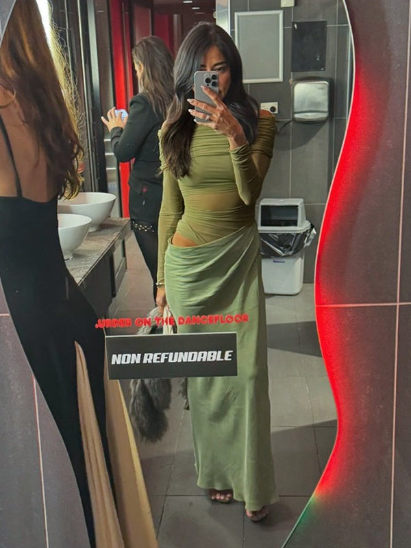 Liber Winter Women's Perspective Solid Color Maxi Dresses