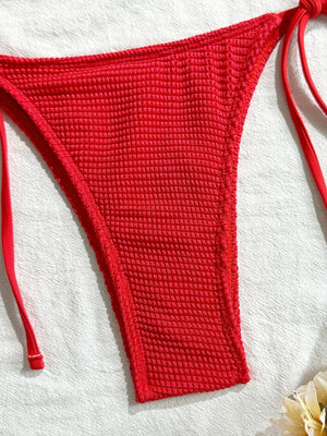 Solid Color Mesh Long Dress Starfish Swimsuit Bikini Three-piece Set