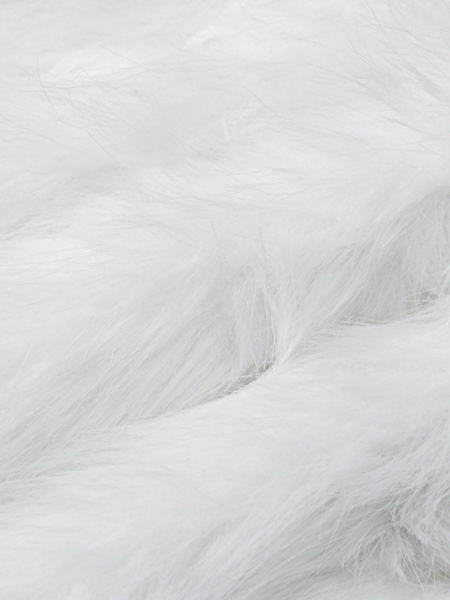 White Sexy Open Back Zipper Furry Halter Bodycon Dress