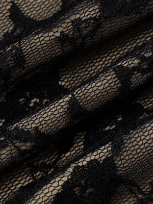 Black Lace Long Dress With A Bow At The Chest