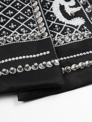 Digital Printing Positioning Beads High-end Concealed Button Long-sleeved Midi Style Blazers