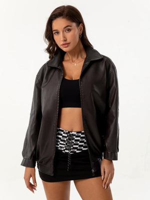 Street Cool Loose Pocket Leather Jacket