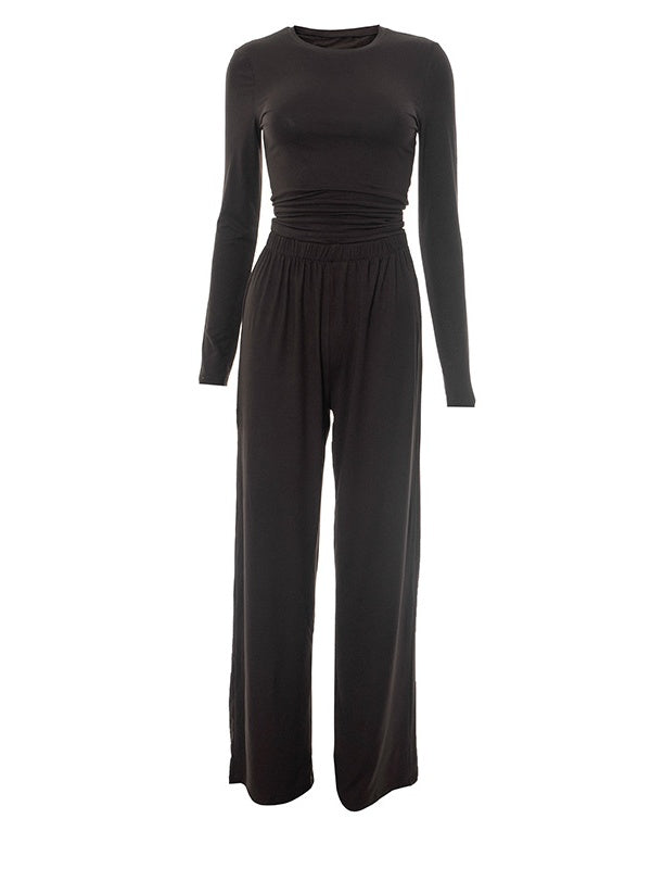 Liber Autumn Women's Splicing Solid Color 2-piece Sets