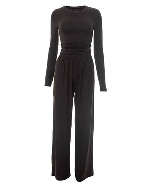 Liber Autumn Women's Splicing Solid Color 2-piece Sets