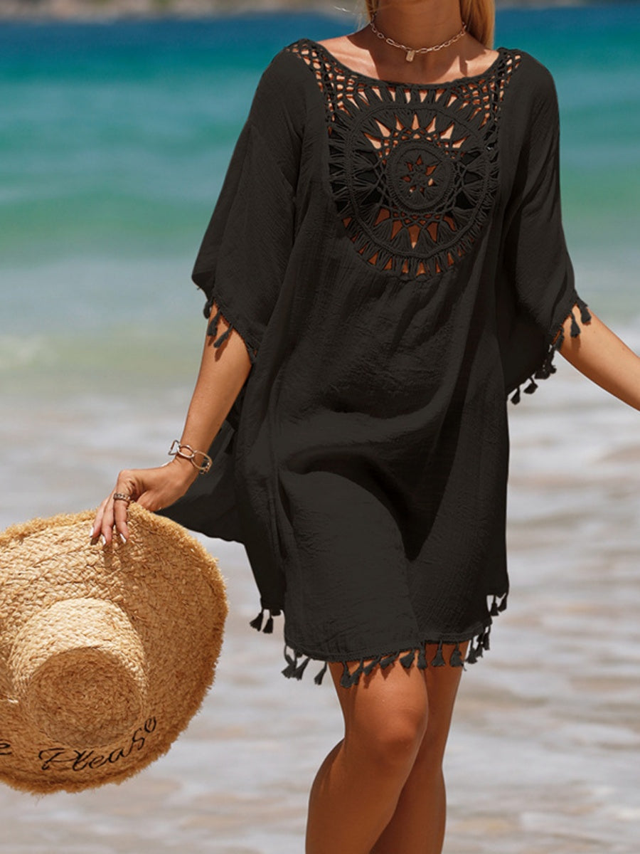 Short, Sexy Beachwear With Small Tassels For Sun Protection.