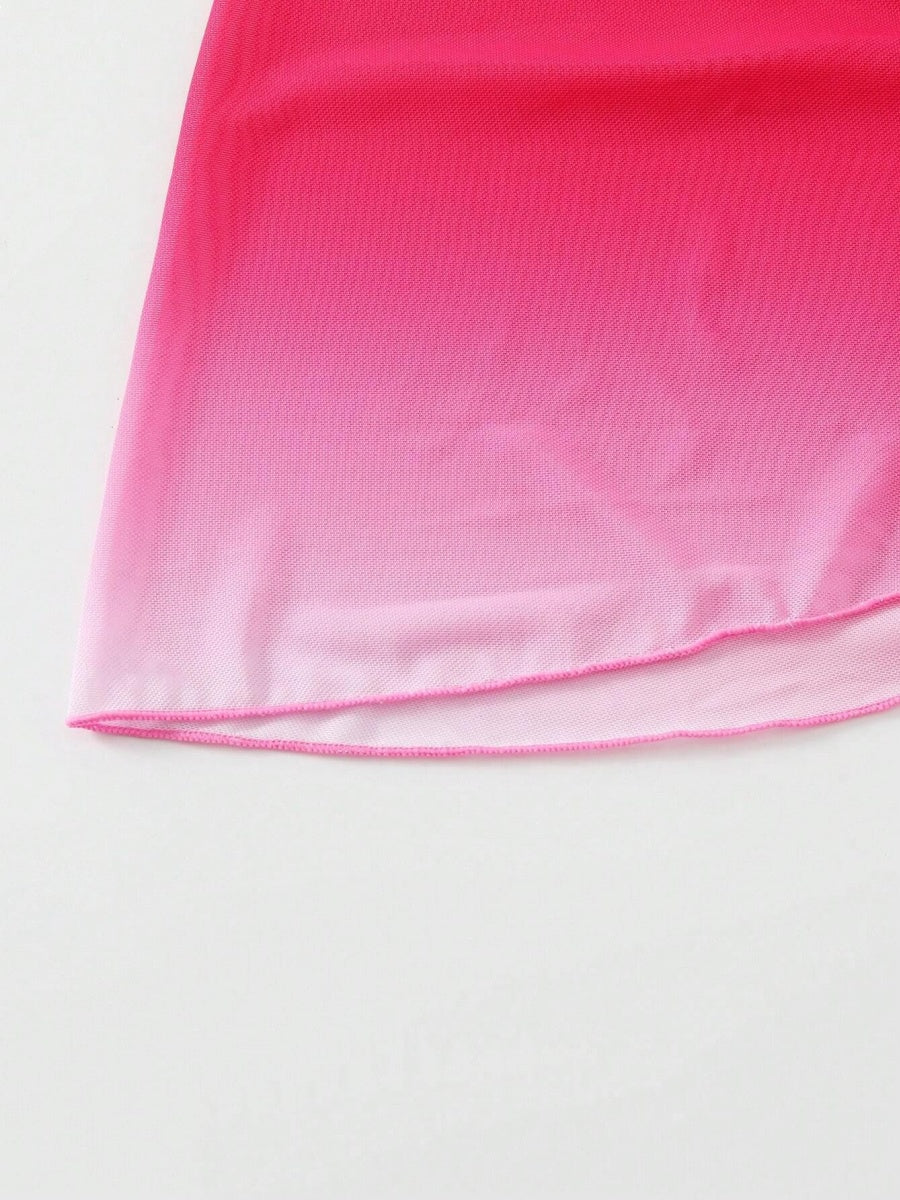 Gradient Color Tie Beach Dress