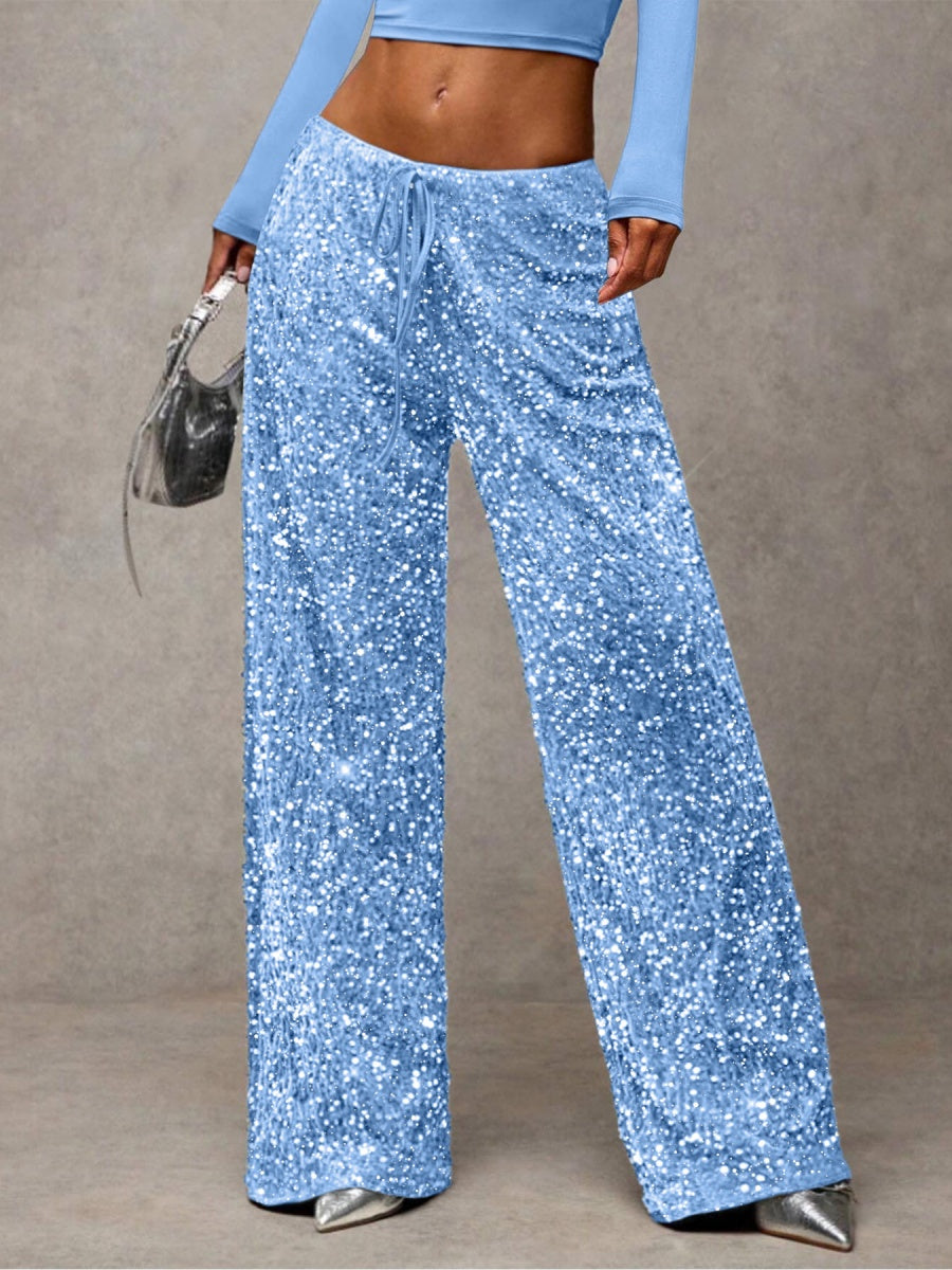 Drawstring Slimming Stretch Straight Leg Trousers