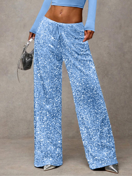Drawstring Slimming Stretch Straight Leg Trousers