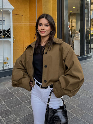 Liber Autumn Women's Buttons Solid Color Trench Coats