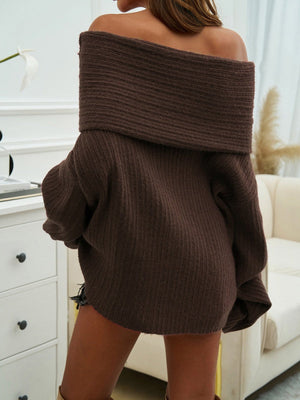 Off-shoulder Pit Strip Sweaters