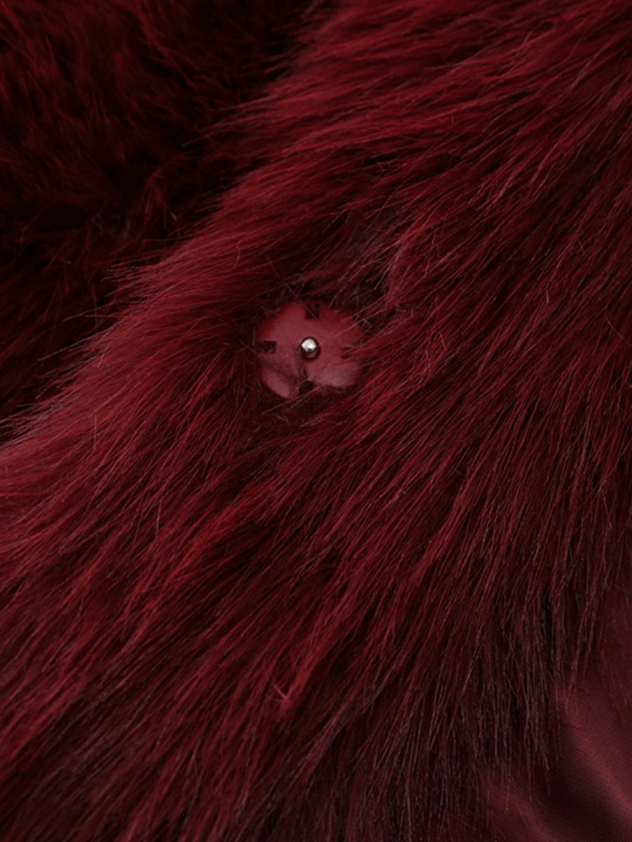 Claret Short Thick Faux Fur Jackets